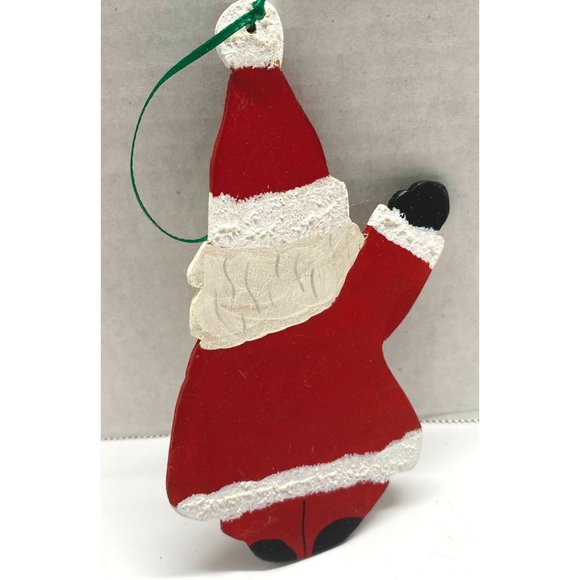 Santa Claus Wooden Christmas Tree Ornament Hand Painted 5.5" Tall - Picture 2 of 8